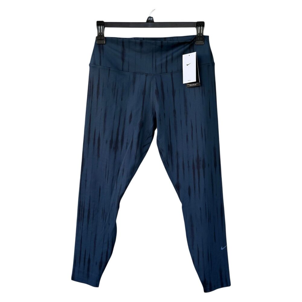 NWT Nike One Women's High-Waisted 7/8 Printed Leggings blue Black Size XL